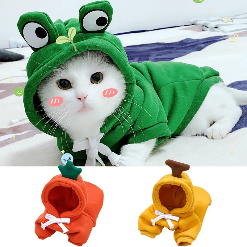 Adorable Winter Pet Hoodie – Fruit & Animal Cosplay
