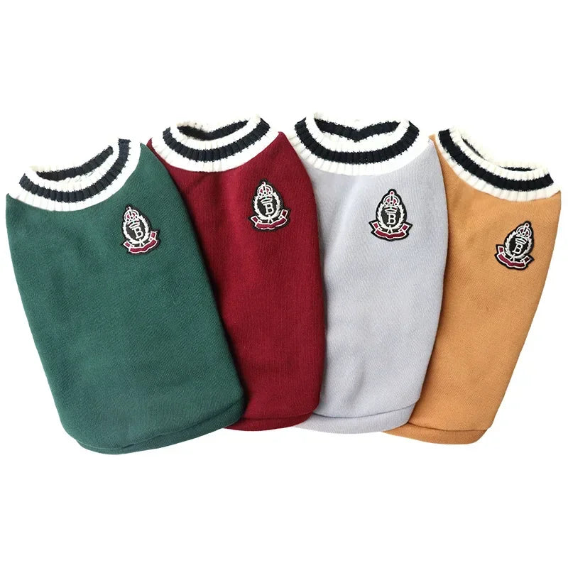 Preppy Pet Sweater – Warm Autumn & Winter Knit Pullover for Cats & Dogs