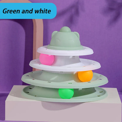 4-Level Cat Tower – Interactive Roller Ball Track