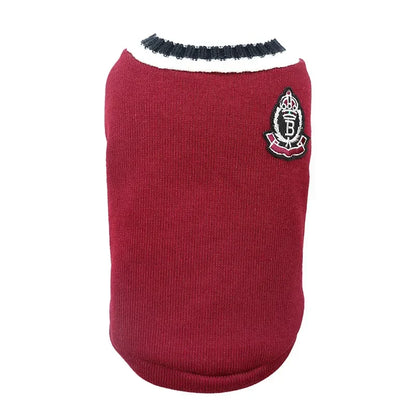 Preppy Pet Sweater – Warm Autumn & Winter Knit Pullover for Cats & Dogs