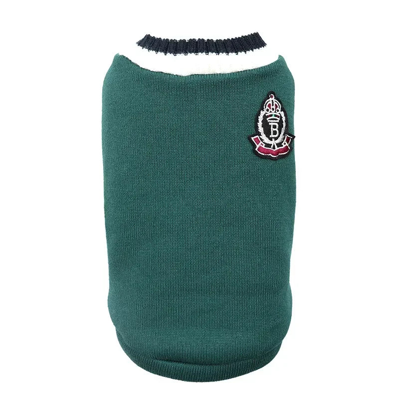 Preppy Pet Sweater – Warm Autumn & Winter Knit Pullover for Cats & Dogs