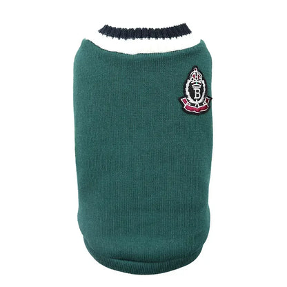 Preppy Pet Sweater – Warm Autumn & Winter Knit Pullover for Cats & Dogs