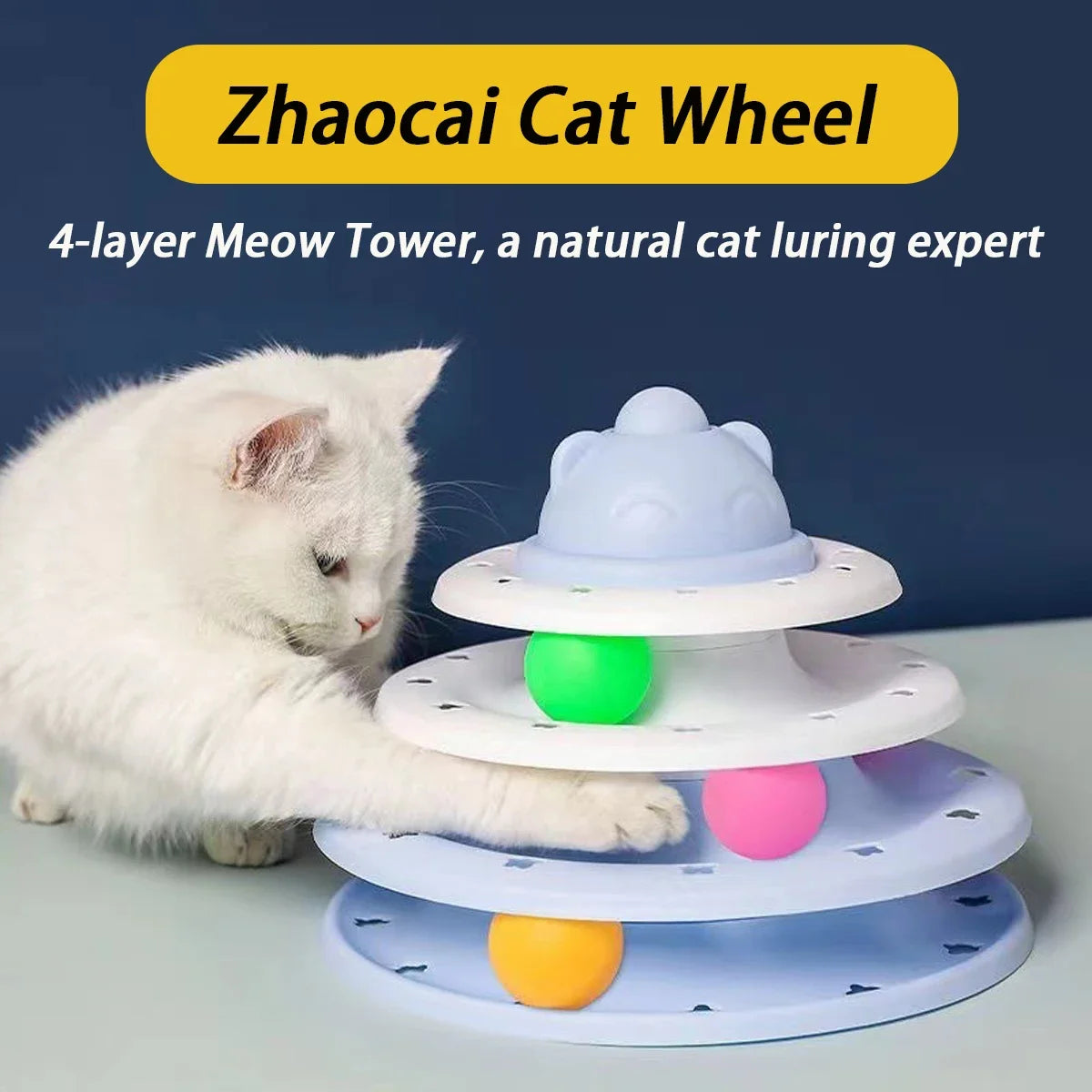 4-Level Cat Tower – Interactive Roller Ball Track