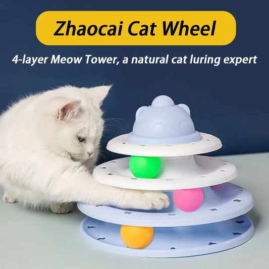 4-Level Cat Tower – Interactive Roller Ball Track