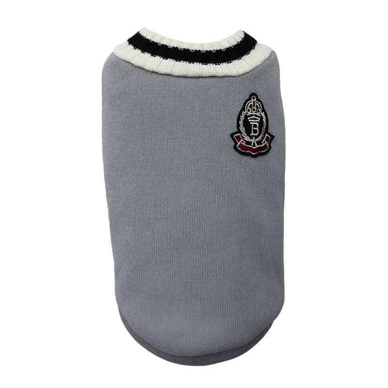 Preppy Pet Sweater – Warm Autumn & Winter Knit Pullover for Cats & Dogs