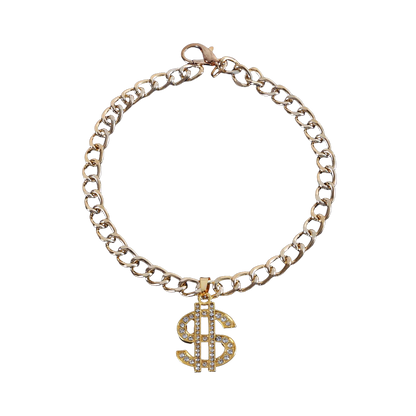 Luxury Gold Dollar Pet Necklace – Adjustable Bling Collar for Cats & Small Dogs